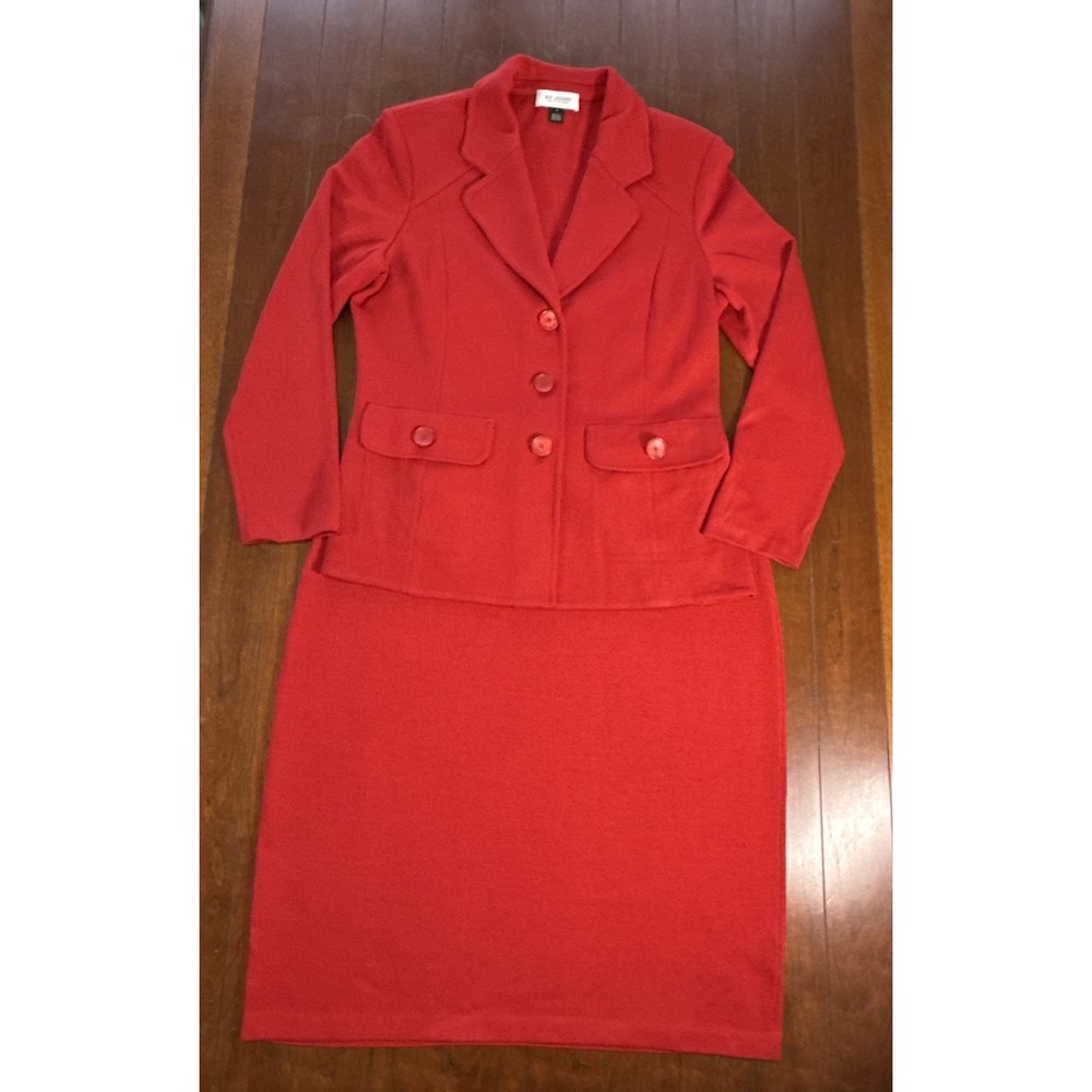 BEAUTIFUL St. John Collection Santana Knit Suit Blazer Pencil Skirt Size 16